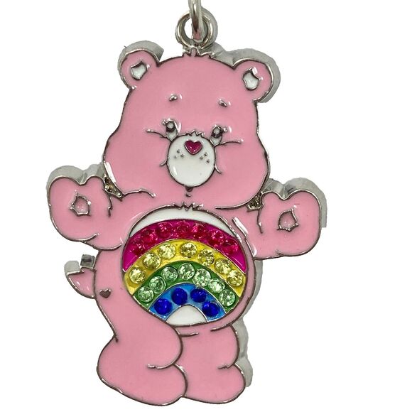Care Bears Cheer Bear Pink Clip On Charm Rainbow Belly Enamel Zipper Pull Bag - Picture 2 of 9